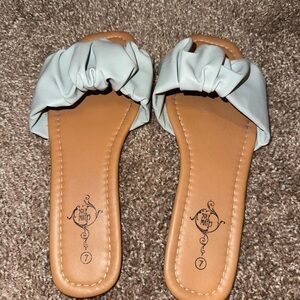 Tan and Cream Minimalist Sandals with Rounded Toe